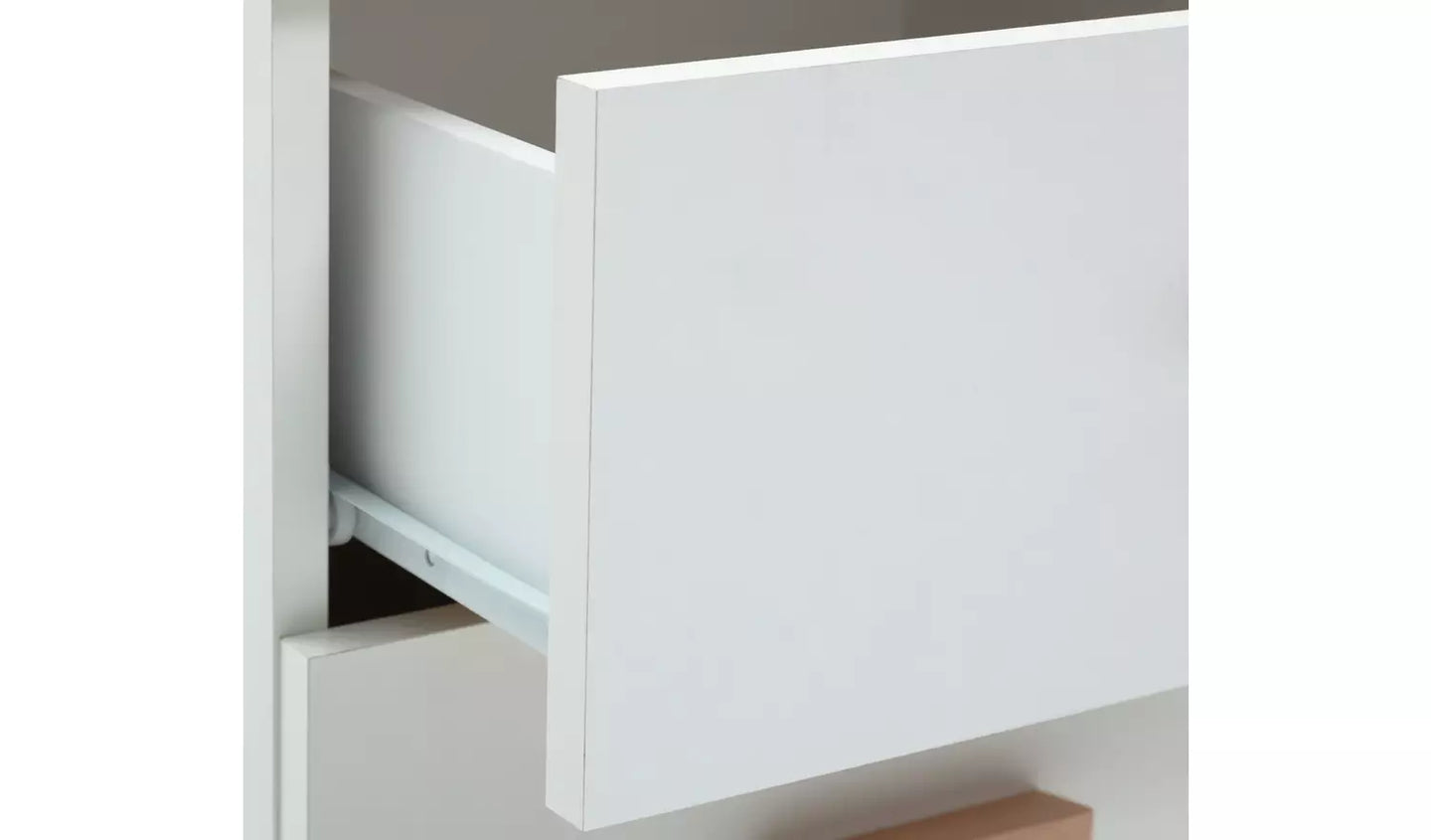 Assembled Habitat Melby 4 Chest of Drawers - White and Acacia